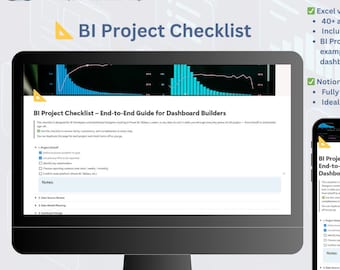 BI Project Checklist – Excel + Notion Bundle | End-to-End Guide for Power BI, Tableau & Looker Projects