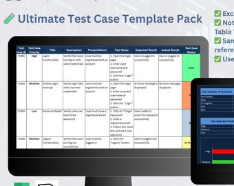 Test Case Template Pack (Excel + Notion) | QA Testing Tracker | Test Analyst Toolkit | Manual & Functional Test Case Sheet