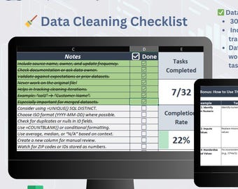 Data Cleaning Checklist for Analysts | Excel Tracker + Bonus How-To | Perfect for EDA, SQL, Excel & BI Preparation