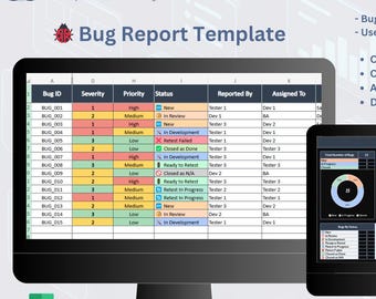 Bug Report Template for QA | Excel Format | Defect Tracker Sheet | Software Testing Log | QA Analyst Tool | UAT Issue Log