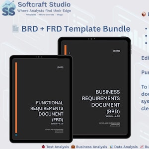 Business Analysis Document Templates | BRD + FRD Bundle | Editable Word Docs | BA Toolkit for Requirements Documentation