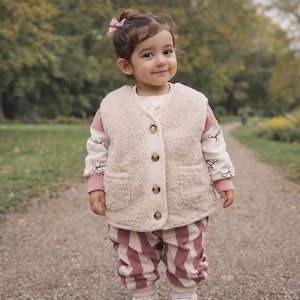 Personalised Toddler Sherpa Vest - Cosy Gift for Toddler. Navy / Oatmeal image 3