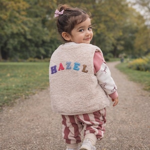 Personalised Toddler Sherpa Vest - Cosy Gift for Toddler. Navy / Oatmeal
