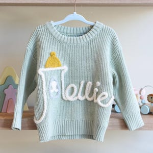 Personalized Hand-Felted Kids Jumper: Bear Design, Custom Name, 100% Cotton