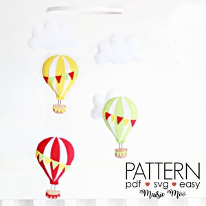 Hot Air Balloon Sewing Pattern PDF SVG  Baby Mobile Pattern  Garland Sewing Pattern  DIY Baby Mobile  Air Balloon Nursery Decor