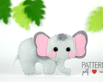Safari Filz Elefant Muster Elefant Nähen Muster Filz Tier Muster Elefant Spielzeug Ornament Safari Handy Muster Cricut SVG