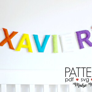 Felt Garland Felt Pattern Nursery Name Sign Felt Name Banner DIY Nursery Decor Personalized Banner Felt Letters Pattern Felt Alphabet SVG