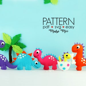 Felt Dinosaur Sewing Patterns | Dino Plush Pattern | Dinosuar PDF Pattern | Dinosaurs SVG Pattern Cricut SVG
