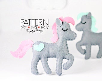 Felt Horse Pattern Horse Sewing Pattern Horse Ornament Felt Animals Pattern Pony Pattern Horse Topper Horse Mobile PDF Pattern Caballo