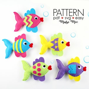 Felt Fish Pattern Under the Sea Nursery Felt Pattern Fish Baby Mobile Kids Sewing Pattern Fish SVG Fish Ornament Fishing Game PDF Pattern