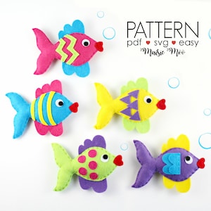 Felt Fish Pattern Under the Sea Nursery Felt Pattern Fish Baby Mobile Kids Sewing Pattern Fish SVG Fish Ornament Fishing Game PDF Pattern