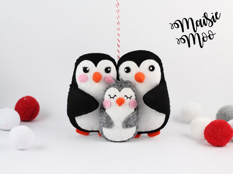 Baby's First Christmas Felt Pattern New Baby Ornament Pattern Penguin Family Ornament PDF Pattern Cricut SVG image 5