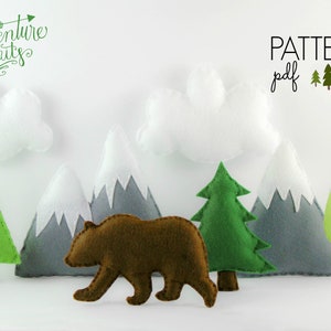 Baby Mobile Pattern | Camping Baby Mobile | Woodland Mobile | Mountain Mobile | Forest Mobile |Canoe | Campfire | Grizzly Bear Cricut SVG