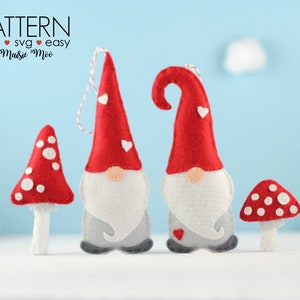 Christmas Nordic Gnome Ornament | Scandinavian Gnome Felt Pattern | PDF SVG Sewing Pattern | Tomte Tonttu Nisse | Christmas Pattern Felt