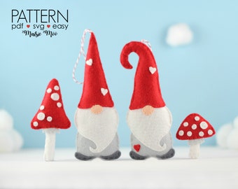 Christmas Nordic Gnome Ornament | Scandinavian Gnome Felt Pattern | PDF SVG Sewing Pattern | Tomte Tonttu Nisse | Christmas Pattern Felt