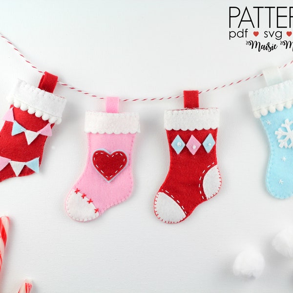 Felt Christmas Ornaments Pattern | Christmas Stocking Ornament Pattern | Felt Advent Calendar Pattern | SVG Christmas Ornament Cricut SVG