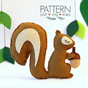 Squirrel Ornament Felt Pattern Squirrel Pattern  Pattern Woodland Nursery Felt Squirrel SVG Squirrel Cake Topper Toy Woodland Decor PDF