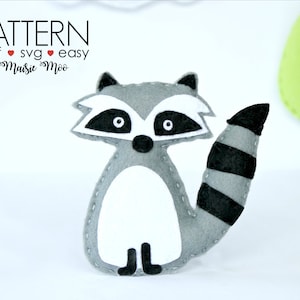 Felt Raccoon Pattern | Raccoon Plush Pattern | PDF Sewing Pattern | Felt Raccoon Ornament Cricut SVG