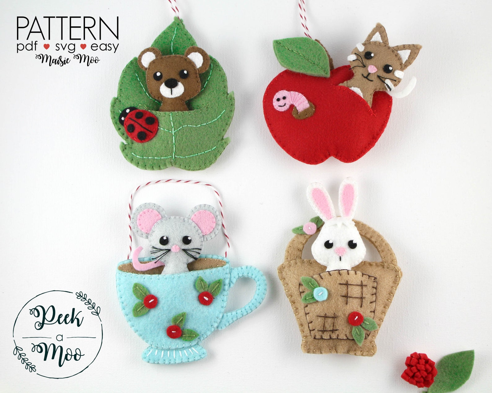 Felt Mouse Pattern Mouse Finger Puppet Mouse Ornament Etsy UK