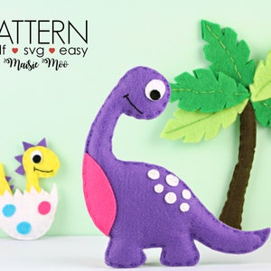 Brontosaurus Dinosaur Plush Pattern | Felt Baby Dinosuar PDF Pattern | Dinosaur SVG Pattern Cricut SVG