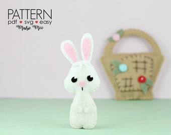 Cute Bunny Pattern | Felt Bunny Pattern |  Bunny Finger Puppet Travel Toy Easter Felt Pattern Cricut SVG