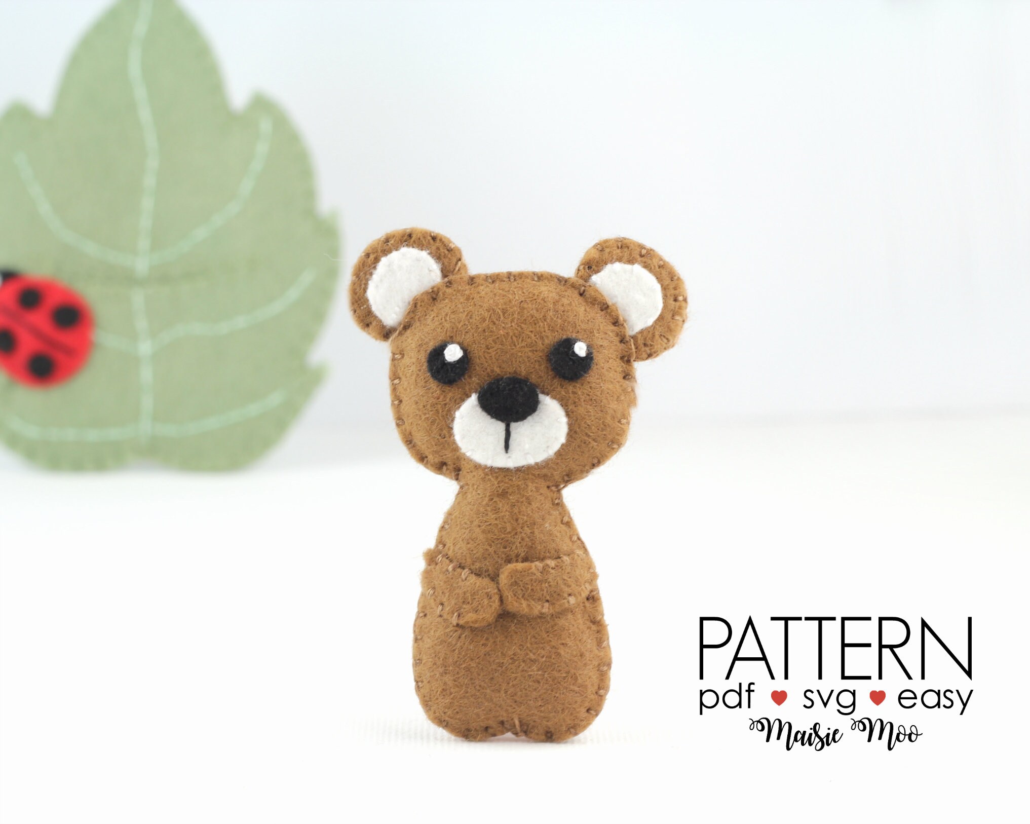 Felt Bear Pattern Bear Felt Pattern Bear Fingerpuppet Bear Etsy