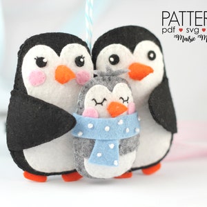 Baby's First Christmas Felt Pattern New Baby Ornament Pattern Penguin Family Ornament PDF Pattern Cricut SVG image 2