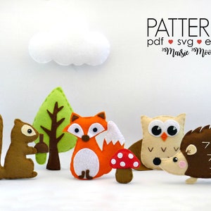 Woodland Felt Animals Baby Mobile Pattern,  Woodland Nursery Mobile Sewing Patterns Cricut SVG