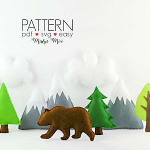 Mountain Mobile Pattern | Mountain Nursery | Baby Mobile Pattern Felt Baby Mobile Grizzly Bear Mobile Bear Mountain SVG Adventure Nursery