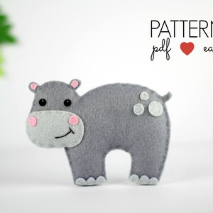 Felt Pattern Hippo Sewing Pattern Felt Animal Pattern hippopotamus Mobile  Felt Hippo Pattern Hippo Toy Ornament Safari Mobile Cricut SVG