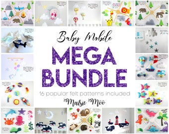 Baby Mobile Mega Bundle Felt Patterns | 16 Baby Mobile PDF Patterns | SVG Mobile Cricut Nursery Crib Crafts Maisie Moo Patterns Popular