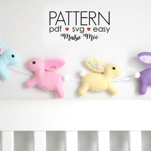 Felt Bunny Rabbit Sewing Pattern, Easter Bunny Ornament SVG PDF Pattern