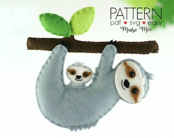 Felt Sloth Ornament Pattern | Christmas Sloth Plush Felt Pattern | Sloth Stuffed Animal Pattern| Sloth SVG Pattern Cricut SVG