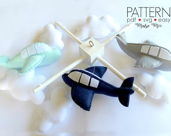 Baby Mobile Pattern | Airplane Nursery Mobile | Felt Pattern Cricut SVG