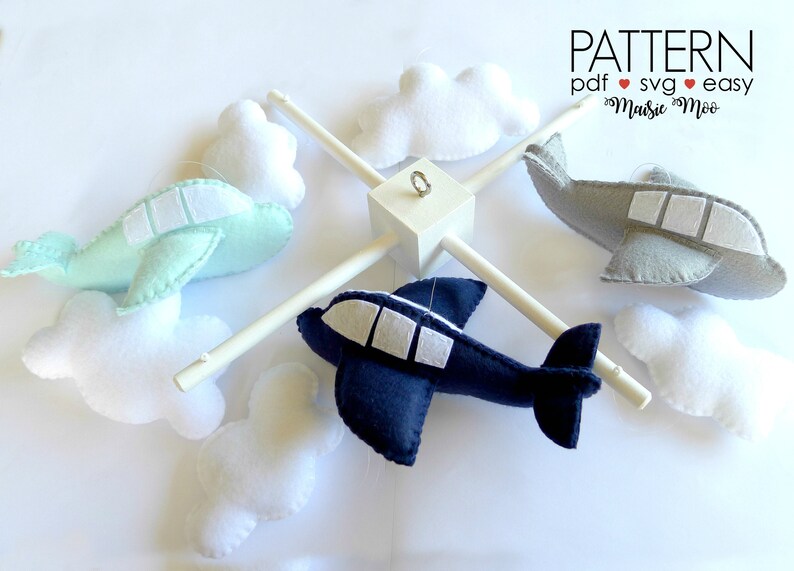 Baby Mobile Pattern Airplane Nursery Mobile Felt Pattern Etsy