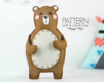 Felt Bear Pattern | Woodland Bear Ornament | Bear Plush Pattern Cricut SVG