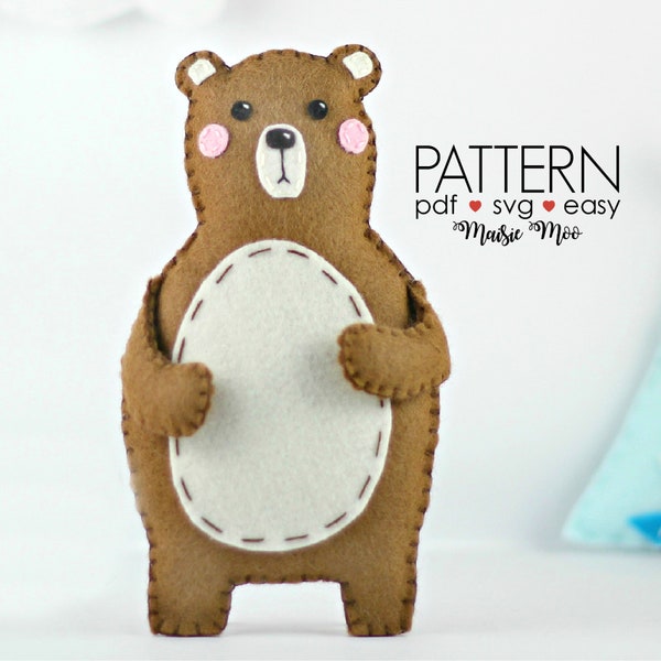 Felt Bear Pattern | Woodland Bear Ornament | Bear Plush Pattern Cricut SVG