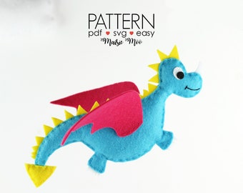 Dragon Sewing Pattern, Felt Dragon Plush Pattern, Dragon Toy PDF, DIY Felt Toy Pattern, Kids Soft Toy