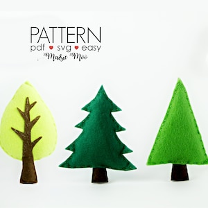 Feltro modello albero peluche modello bosco vivaio Natale pino montagna vivaio albero SVG foresta mobile Felt Baby Mobile