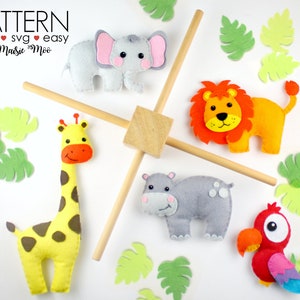 Baby Mobile Pattern Safari Baby Mobile DIY Baby Mobile Felt Pattern Safari Plush Pattern Safari Nursery Jungle Baby Mobile SVG Safari Animal