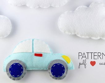 Car Pattern  Felt Sewing Pattern  Car Nursery  Baby Mobile Pattern  Transportation  Felt Toy Pattern  Felt Car Pattern  Toy Car Cricut SVG