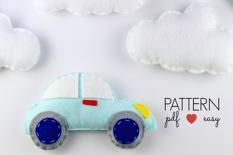 Car Pattern Felt Sewing Pattern Car Nursery Baby Mobile Etsy