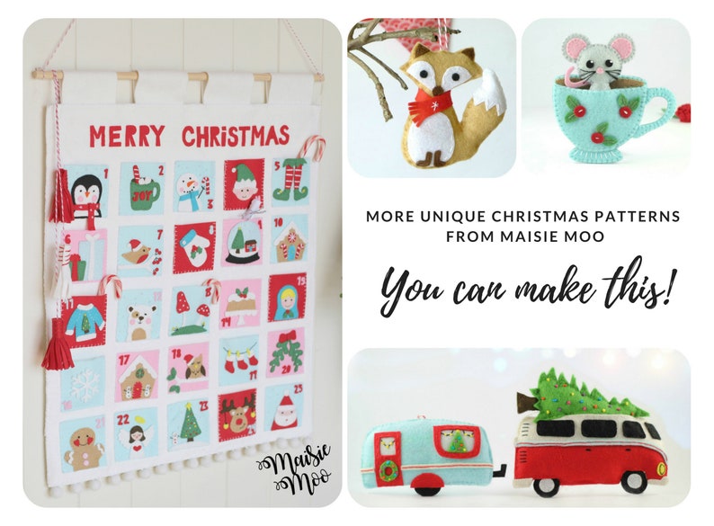 Christmas Stocking Ornament Pattern Felt Christmas Pattern Felt Advent Calendar Pattern Felt Decoration Felt Pattern Christmas Garland PDF image 9