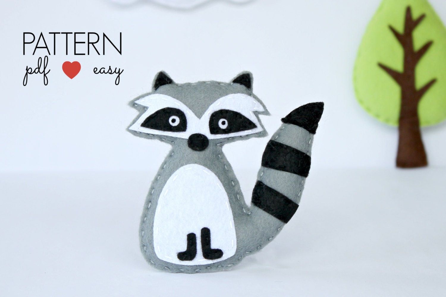 Felt Raccoon Pattern Raccoon Plush Pattern PDF Sewing Etsy UK