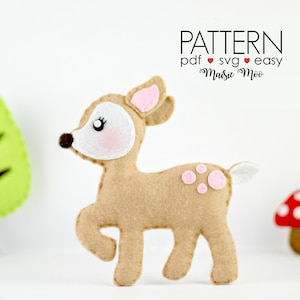 Felt Deer Pattern | Christmas Woodland Animals Pattern | Deer Ornament | Woodland Baby Mobile | Deer SVG Sewing Pattern Cricut SVG