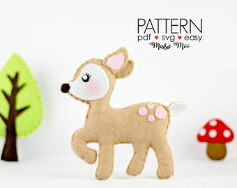 Felt Deer Pattern | Christmas Woodland Animals Pattern | Deer Ornament | Woodland Baby Mobile | Deer SVG Sewing Pattern Cricut SVG