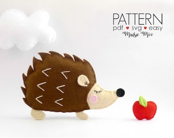 Hedgehog Pattern Felt PDF SVG Hedgehog Pattern Hedgehog Ornament Woodland Animal Hedgehog Felt Plush Pattern DIY Felt Softie Hedgehog Plush