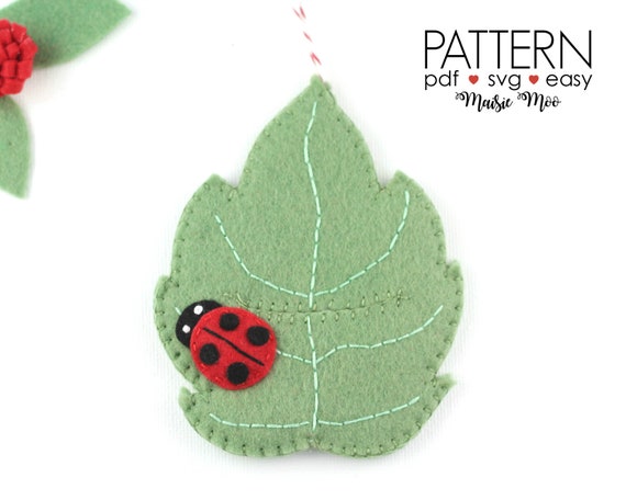 Download Pocket Leaf Pattern Felt Leaf Ornament Ladybug Leaf Woodland Etsy
