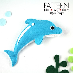 Dolphin Pattern Felt Dolphin Sewing Pattern Dolphin SVG Plush Pattern Dolphin Baby Mobile Ornament Pattern Cake Topper Under the sea