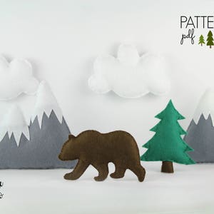 Mountain Mobile Pattern | Mountain Nursery | Baby Mobile Pattern Felt Baby Mobile Grizzly Bear Mobile Bear Mountain SVG Adventure Nursery